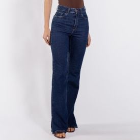 Calça Jeans Flare Feminina Patricia Foster Azul Medio