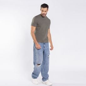 Cal&ccedil;a Jeans Masculina Baggy Destroyed Thing Azul Medio