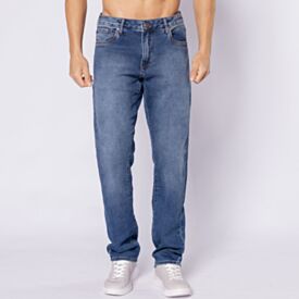 Calça Jeans Masculina Moletom Slim Marc Alain Azul Medio