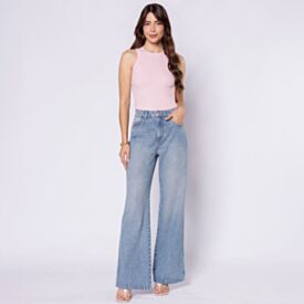 Calça Jeans Wide Leg  Com Bolso Carpinteiro Boby Blues