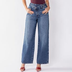 Calça Jeans Wide Leg Feminina Cós Deslocado Boby Blues