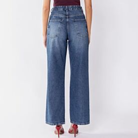 Calça Jeans Wide Leg Feminina Cós Deslocado Boby Blues