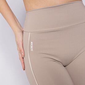 Calça Legging Com Filete Contrastante Scream Areia/Off