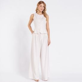 Calça Pantalona Feminina De Alfaiataria Patricia Foster Risca Off