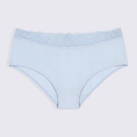 Calcinha Básica Com Renda No Cós Camila Moretti Azul Bb 14-4112