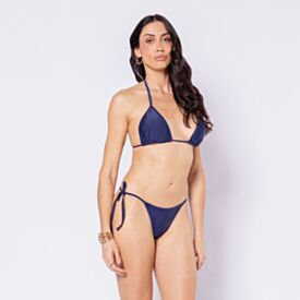 Calcinha Biquíni Cortininha Fio Duplo Camila Moretti Azul Marinho