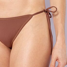Calcinha Biquíni Tanga Cortininha Lurex Camila Moretti Marrom