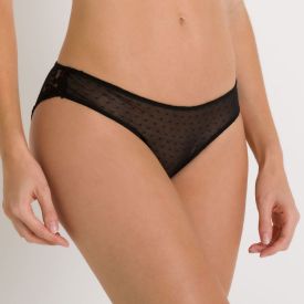 Calcinha Renda Floral E Tule Camila Moretti Preto