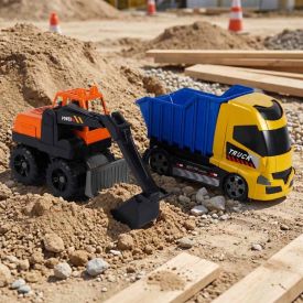 Caminh&atilde;o Basculante e Escavadeira Orange Toys - Sortido