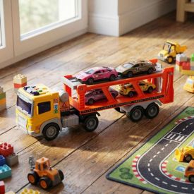 Caminhão Cegonha Fricção com Luz e Som Havan Toys