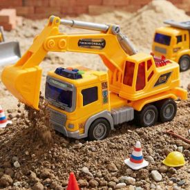 Caminhão Construtor Escavadeira Fricção com Luz e Som Havan Toys