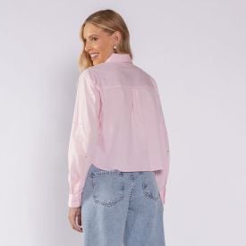 Camisa Cropped Feminina Com Aplique Boby Blues Rosa Quartzo