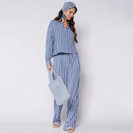 Camisa Cropped Listrada Boby Blues Infinito/Off