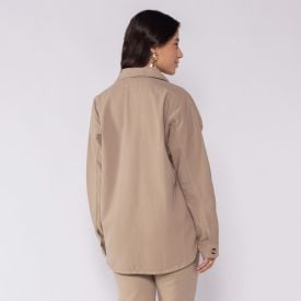 Camisa Feminina Manga Longa Em Sarja Patricia Foster Caqui