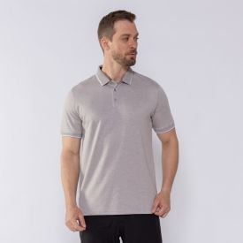 Camisa Polo Masculina De Algodão Marc Alain Cinza/Off White
