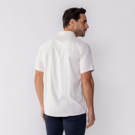 Camisa Masculina De Botão Manga Curta Marc Alain Off White