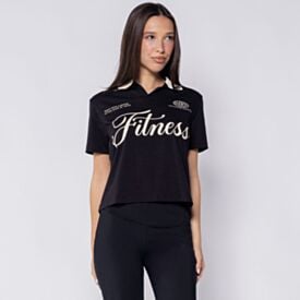 Camisa Polo Cropped Feminina Scream Preto/Off