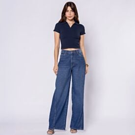 Camisa Polo Feminina Sem Costura Boby Blues Marinho