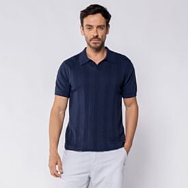 Camisa Polo Masculina Em Tricot Thing Azul Marinho