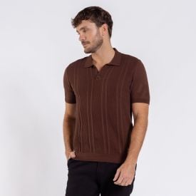 Camisa Polo Masculina Em Tricot Thing Marrom