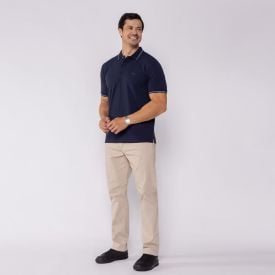 Camisa Polo Piquet Masculina Marc Alain Marinho Noite