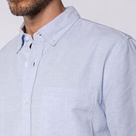 Camisa Social Masculina Com Bolso Marc Alain Azul