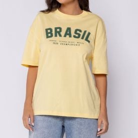 Camiseta do Brasil feminina amarela de algodão