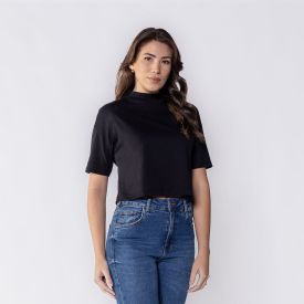 Camiseta Feminina Box Gola Alta De Algodão Boby Blues