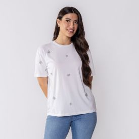 Camiseta Feminina Com Pedraria Boby Blues