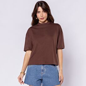 Camiseta Feminina Em Algodão Boby Blues Marrom
