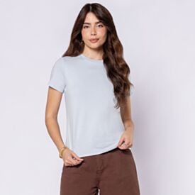 Camiseta Feminina Em Algodão Patricia Foster Azul Aura
