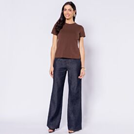 Camiseta Feminina Em Algodão Patricia Foster Marrom Zouk