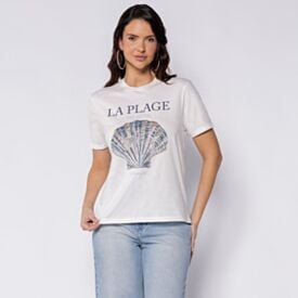 Camiseta Feminina La Plage Patricia Foster Off White