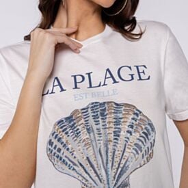 Camiseta Feminina La Plage Patricia Foster Off White