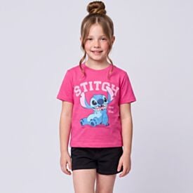 Camiseta Infantil Menina 4 a 10 Anos Stitch Disney Rosa