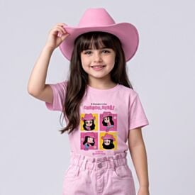 Camiseta Infantil Menina Boiadeirinha 2 a 8 Anos Rosa Petala