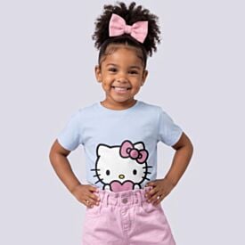 Camiseta Infantil Menina Hello Kitty 1 a 3 Anos Sanrio Azul 0855