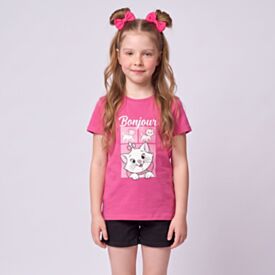 Camiseta Infantil Menina Marie 4 a 10 Anos Disney Rosa Pink