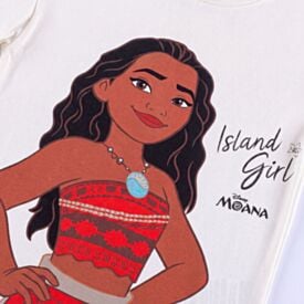 Camiseta Infantil Menina Moana 4 a 10 Anos Disney Off White