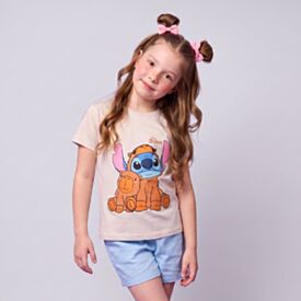 Camiseta Infantil Menina Stitch Capivara 4 a 10 Anos Disney