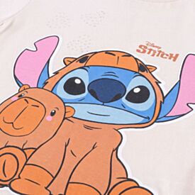 Camiseta Infantil Menina Stitch Capivara 4 a 10 Anos Disney