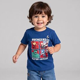 Camiseta Infantil Menino 1 a 3 Anos Avengers  Azul Milano