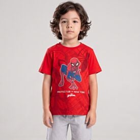 Camiseta Infantil Menino 4 a 10 Anos Homem-Aranha Vermelho Ruby
