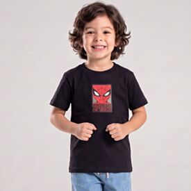 Camiseta Infantil Menino 4 a 10 Anos Homem-Aranha Preto