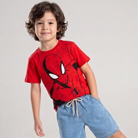 Camiseta Infantil Menino 4 a 10 Anos Homem-Aranha Vermelho Ruby