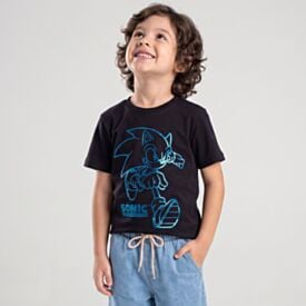 Camiseta Infantil Menino 4 a 10 Anos Sonic Preto