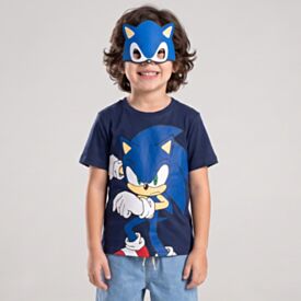 Camiseta Infantil Menino 4 a 10 Anos Sonic Azul Milano
