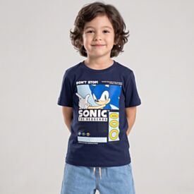 Camiseta Infantil Menino 4 a 10 Anos Sonic  Marinho