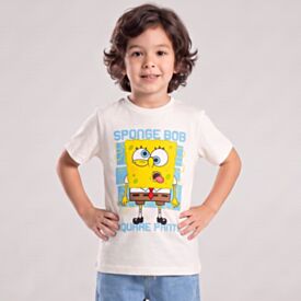 Camiseta Infantil Menino Bob Espoja 4 a 10 Anos Branco