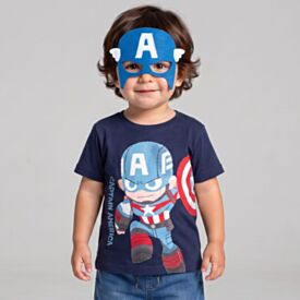 Camiseta Infantil Menino Capitão América 1 a 3 Anos Marinho